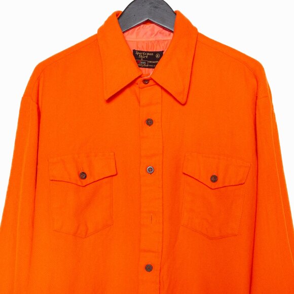 Vintage Kmart Sportsman Neon Orange Button Down Flannel Shirt - L/XL - Picture 4 of 9